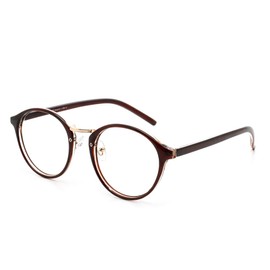 Cyxus Blue Light Filter Glasses Women Men Glasses Frame Round Retro Glasses Anti Harmful Blue Light (8065 Brown), brown