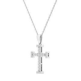GILDED 1/10 ct. T.W. Lab Grown Diamond (SI1-SI2 Clarity, F-G Color) and Sterling Silver Cross Pendant with an 18 Inch Spring Ring Clasp Cable Chain