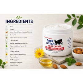 Smith Amish Foot Cream, Deep Soothing and Calming to Foot and Legs. 4.5 oz