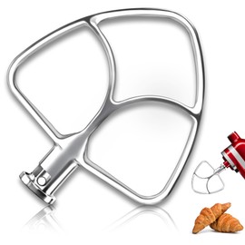 Polished Stainless Steel Flat Beater for Kitchen Aid Mixer,Paddle Attachment Fits Kitchenaid Tilt-Head Stand Mixer Replace K45B Beater for 4.5-5 QT Mixing Bowl,Fast Whipping,Dishwasher Safe/No Coating
