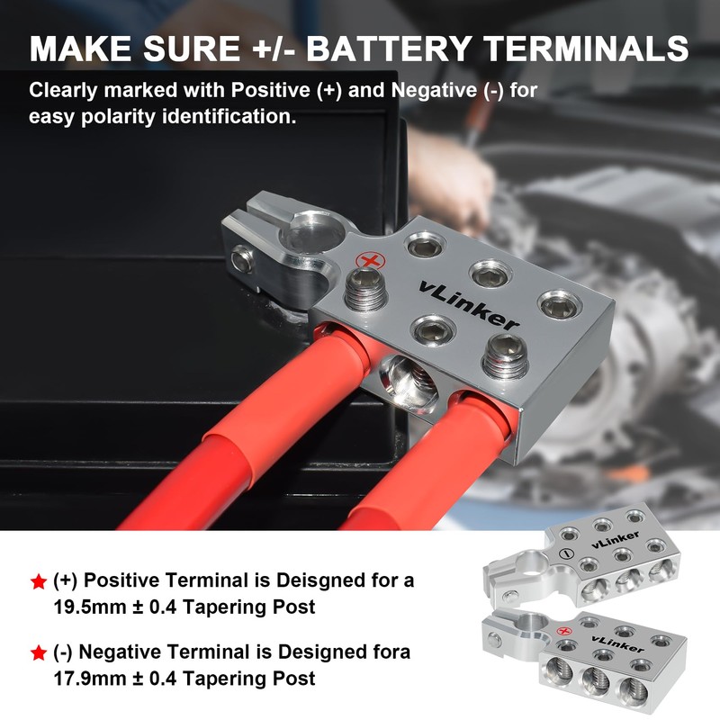VGATE vLinker 6x00 (2/0) AWG Gauge Lead-Acid Battery Terminals Clamp,