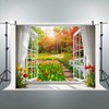 Spring Backdrop 10x8ft Garden Window Floral Flowers Easter Photography Backdrops