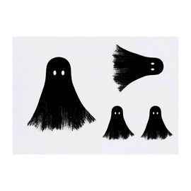 4 x 'Simple Ghost' Temporary Tattoos - Water Resistant, Skin-Safe, Non-Toxic Transfers, Mixed Sizes (TO00076986)