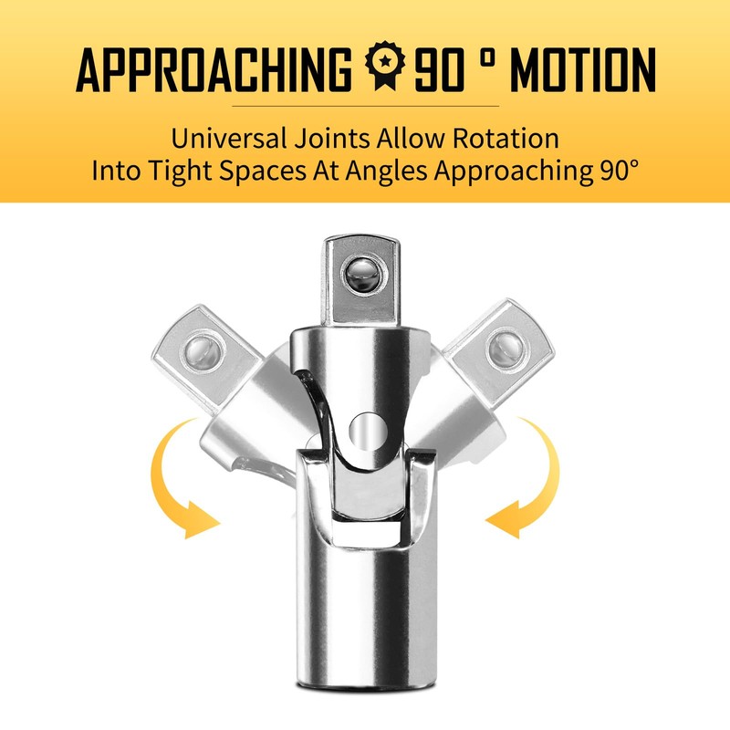 BOEN 3-Piece Universal Joint Socket Adapter Set, 1/2", 3/8", and