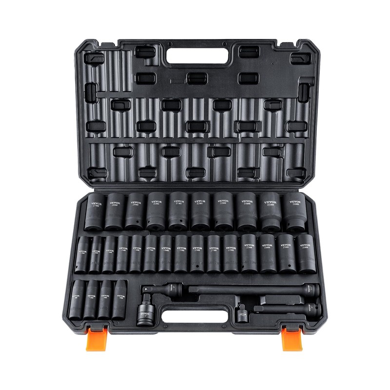 VEVOR 1/2" Drive Impact Socket Set, 34 Piece Socket Set