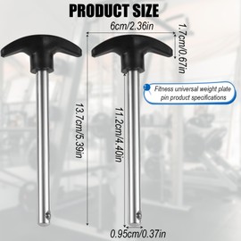 NQEUEPN Crescent-Shaped Weight Stack Pin, Pin Tensile 3/8 Inch Diameter 4.4 Inch Locking Space Heavy-Duty Gym Pin Weight Plate Pin for Home Gym Exercise Machine Accessories, Black, Silver