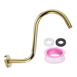 uxcell Shower Head Extension Arm with Flange 300mm(11.8") Length Stainless Steel Shower Head Extender Straight Pipe Fitting Pipe Extension for Bathroom (Gold Tone,S Shaped)