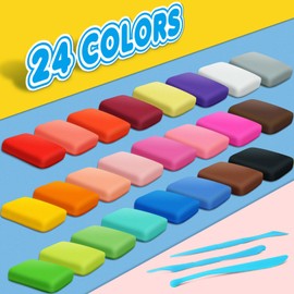Air Dry Clay - Magic Clay 24 Colors, Modelling Clay for Kids with Tools, Craft Kit for Kids Boys Girls, Toys Gifts for Age 3 4 5 6 7 8+ Years Old Boys Girls Kids