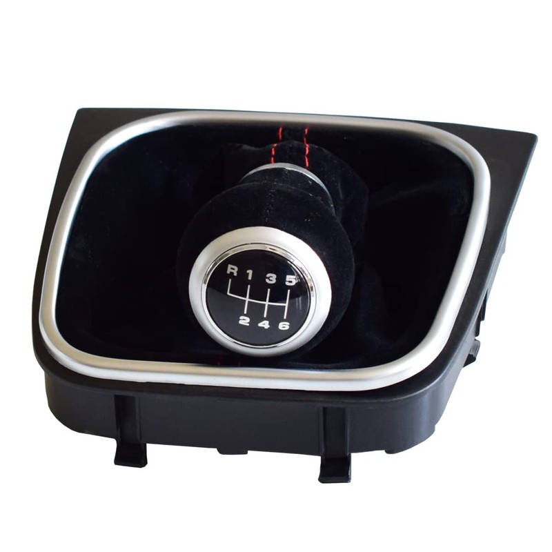Manual 6 Speed Suede Black Leather Gear Shift knob Complete