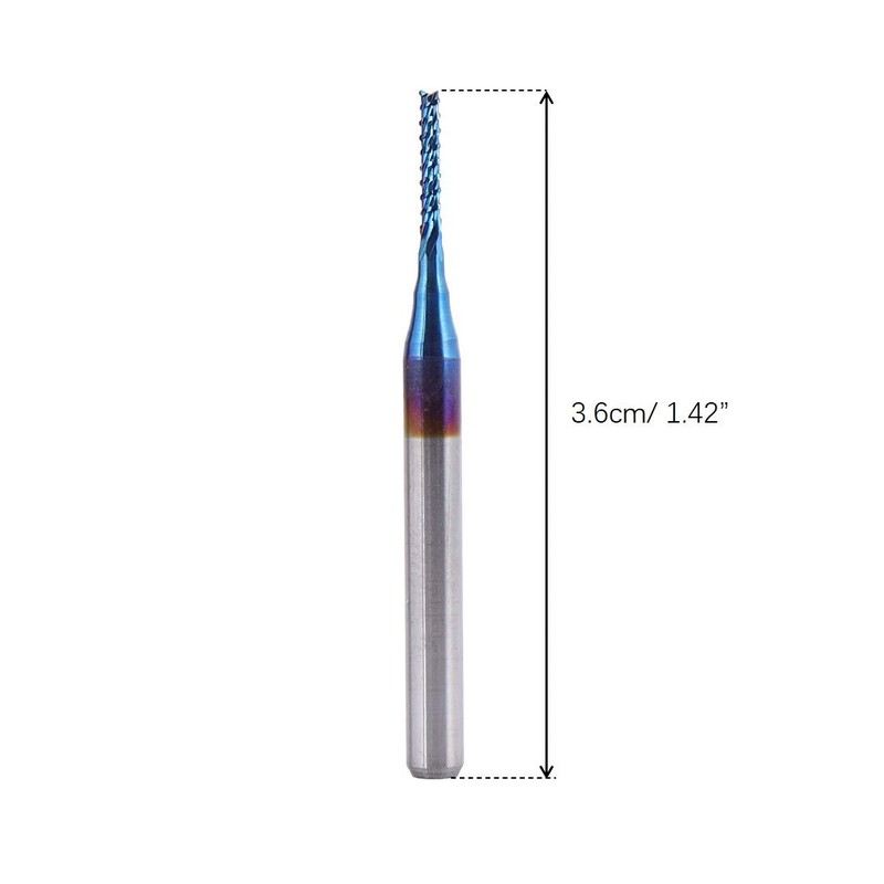 10pcs 0.8-3.175mm End Mill CNC Router Bits, 1/8” Shank Nano
