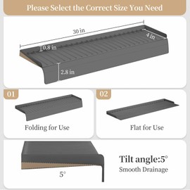 Silicon Sink Edge Protectors for Kitchen Sink, Kitchen Sink Splash Guard, Upgraded Design with Suction Cups, Silicon Sink Protector for Quartz, Granite, Bathtub Splash Guard (Gray, 30" x 4")