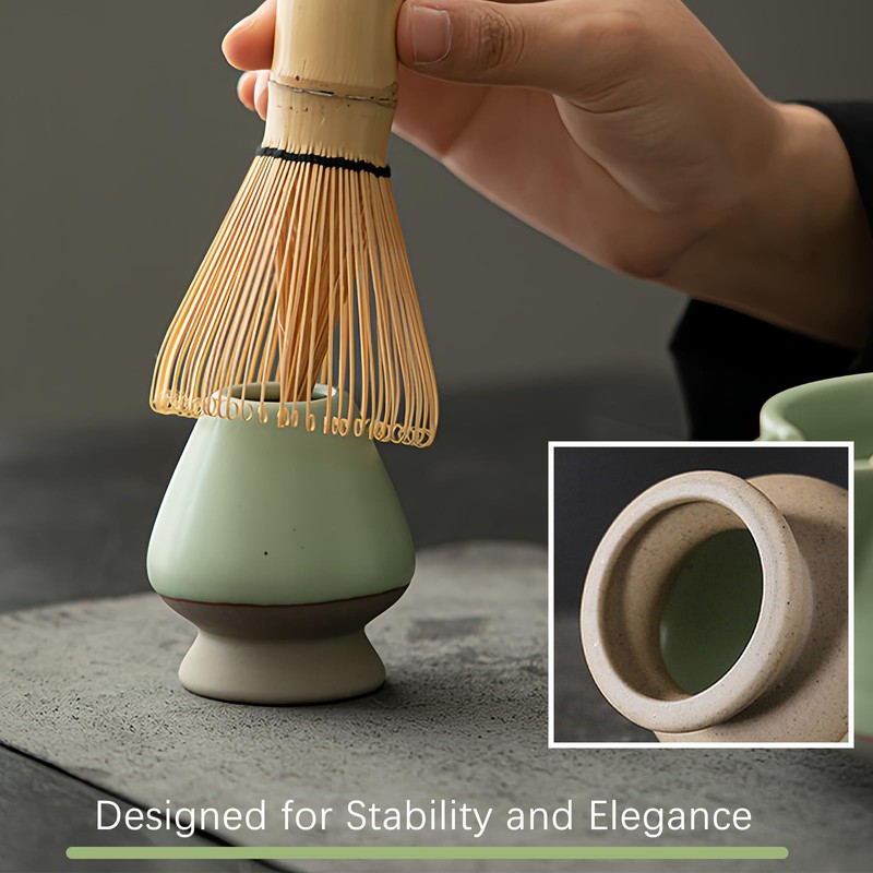 Ceramic Matcha Whisk Holder for Bamboo Chasen, Light Green Tea