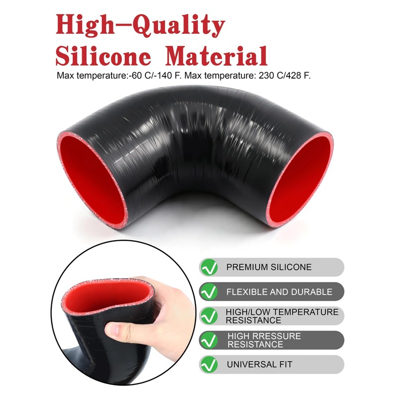 90 Degree Elbow Coupler ID 4 Inch 5-ply Silicone Hose&Clamp,3.5"Leg