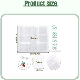 Walquicks Libro de Almacenamiento de Joyas Transparente, Organizador de Joyas de Viaje Bolsas Transparentes para Joyas para Pendientes,Anillos (84Rejillas+50Bolsas)