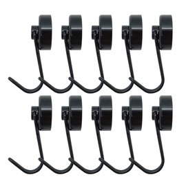 Broadwatch Magnetic Hooks, Set of 10, Black, Strong Neodymium Magnets, Vertical Load Capacity 33.1 lbs (15 kg), Horizontal Load Capacity 11.0 lbs (5 kg), Attaches to Hanging, Storage