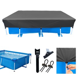 13 x 7 Rectangular Pool Cover 157 X 83 Drawstring Pool Covers Rectangle 13ft Swimming Rectangle Pool Cover Above Ground 13' Pools Covers Durable Heavy-Duty Dust Proof Rain Proof for Garden Outdoor