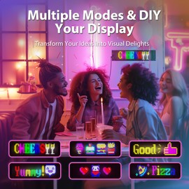 LED Car Sign, Programmable DIY Devil Eyes Light Scrolling Digital Sign for Car, Flexible LED Store Sign Bluetooth App & Remote Control Custom Huge Bright Advertising LED Signs (15'' x 4'')