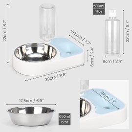 Belle Vous Blauer Automatischer Wasserspender mit Futternapf Hund/Katze - 500 ml - Schwerkraft-Wasserspender Katzen/Hunde aus Kunststoff - Für Kleine/Mittelgroße/Große Hunde, Katzen, Kaninchen & Mehr