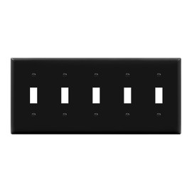 ENERLITES Five Gang Light Switch Wall Plate, Toggle Switch Plate, 5-Gang Standard Size 4.50" x 10.03", Unbreakable Polycarbonate Thermoplastic, 8815-BK, Black