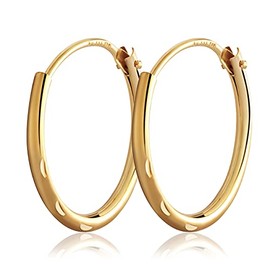 NKlaus Pair of 15 mm Creole Earrings 333 Yellow Gold 8 Carat Gold Earrings 1.3 mm Thick 3086, Yellow Gold