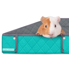 Paw Inspired Critter Box Washable Cage Liner, Reversible Fleece Bedding with Raised Sides for Guinea Pigs and Other Small Animals (C&C 2x4, Gray/Green)