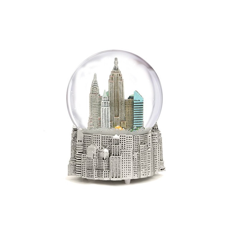 Silver Musical New York City Snow Globe, (5.5 Inch) NYC