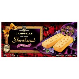 Campbells Shortbread Fingers Carton 5.29 Oz (150g) - Pure Butter Scottish Shortbread Cookies from Scotland, British Tea Biscuits, Gourmet Snack Gift Box, Traditional UK Butter Cookies