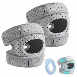 Goswar Knee Brace for Women Men,2p cs Adjustable Knee Support with Side Stabilizers,Patella Knee Brace for Meniscus Tear,Realign Knee Joint While You Move(Grey)