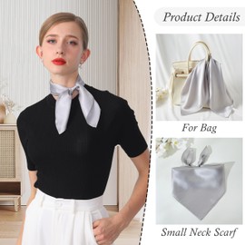 cxzymcln 21"x21" Solid Color Mulberry Silk Scarf Silk Hair Wrap Head Scarf Lightweight Square Neckerchief, Grey