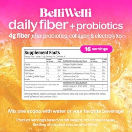 Belli Welli Suplemento Diario Fibra Polvo Colágeno Probióticos Electrolitos Apoya Salud Digestiva