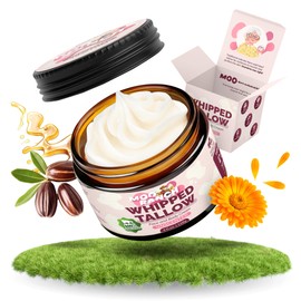 Moo Ranch – Whipped Beef Tallow for Skin – Grass-Fed Tallow Balm Moisturizer with Jojoba Oil, Manuka Honey & Calendula – For Face, Lips, Hands & Body – For Dry or Sensitive Skin