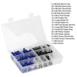 223-Piece Universal Motorcycle Fairing Screws Kit, M5 M6 Motorcycle Windscreen Screws, Fasteners, Washers, Nuts, Screws, Assortment Kit (Blue)