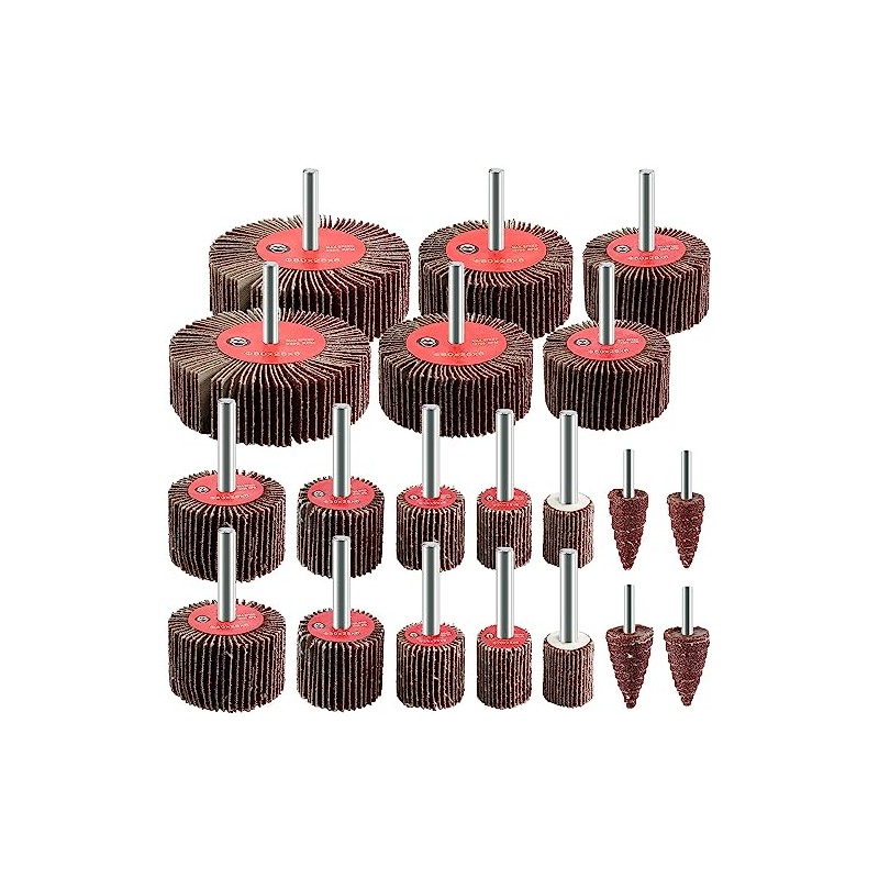 IROKCAKPT Flap Wheel #80 6mm Shaft 10 Types 20-Piece Set,