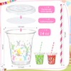 Qinyoung 14 oz Easter Cups with Lids Straws and Liners