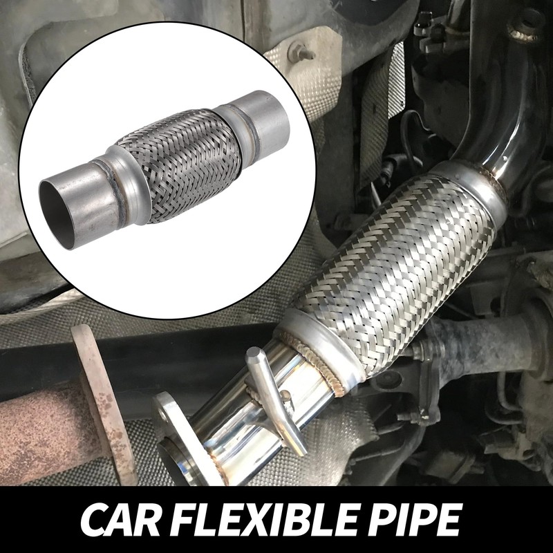 X AUTOHAUX 65x245mm Universal Car Exhaust Flexible Pipe Tubing Silver