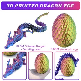 ZEPIQOR 3D Printed Dragon Egg, Dragon Toy, Surprise Dragon in Egg for Adults, Children, Gifts, Movable Dragon Figures for Easter, Christmas Day, Desk Decoration