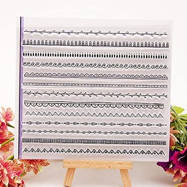 13pcs Lace Lines Clear Stamps Silicone Stamp Cards with Sentiments, Transparent Seal Stamps for Holiday Card Making Decoration and DIY Scrapbooking Album DIY Crafts