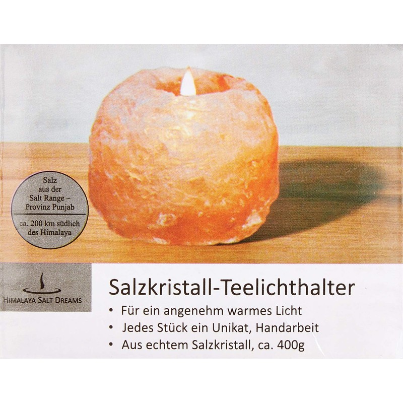 HIMALAYA SALT DREAMS Teelichthalter Rock, Kristallsalz aus Punjab/Pakistan, Orange, ca.