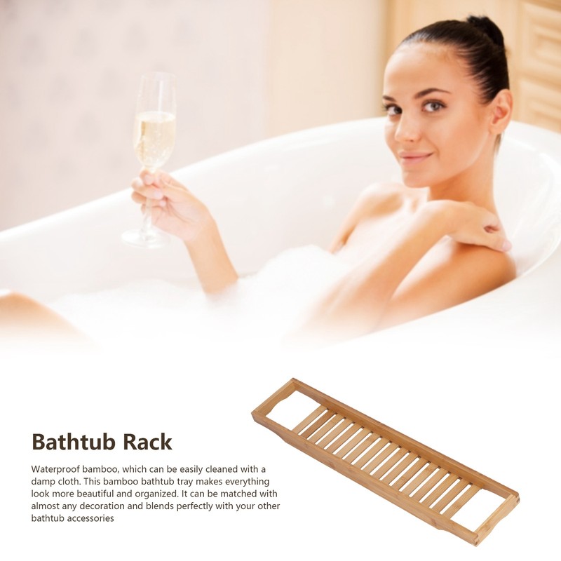 Bamboo Bathtub Tray Simple Durable Bathtub Rack Book Wine Holder
