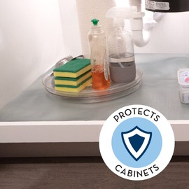 S&T INC. Under Sink Mat, Shelf Liner for Kitchen Cabinet Non-Adhesive, Waterproof Drawer or Cabinet Liner, 24 Inches x 30 Inches, Grey Plastic, 1 Pack