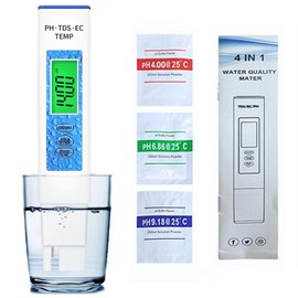 TDS Meter, Electronic Water Tester Pen with 1-9999 PPM Measurement Range, 4 in 1 PH/TDS/EC Temp Meter for Hydroponics, ATC & Backlight, for Koi pond, Aquarium, SPA, Hot Tub, Pools (Blue)