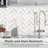 STICKGOO 10-Sheet Herringbone Tile Peel and Stick Backsplash, White Marble