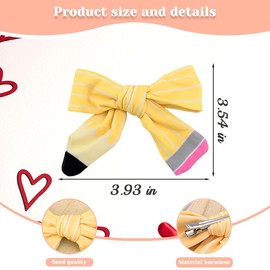 Pencil Hair Clip Bow for Girls Daughter Back to School Hair Bow Clips for Girls Teachers First Day of School Gifts Hair Bow for Kindergarten Teachers Thank You Christmas Gift from Mom Dad