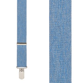 Suspender Store Denim Elastic Suspenders - 1.5-Inch Wide Elastic - X-Back - Small Pin Clip - 4 Sizes Including Big & Tall