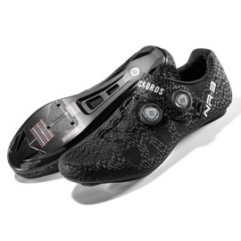 ROCKBROS Cycling Shoes Men Women with Nylon Sole, Breathable Road Cycling Shoes Compatible with SPD-SL & Look KEO Cleats, Cycling Shoes with Screw Lock & Ergonomic Design, black, 43 EU