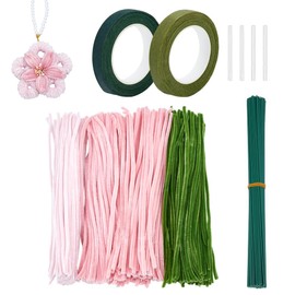 PH PandaHall 434pcs Tulip Flower Colored Pipe Cleaners Bulk, Pink Pipe Cleaners Flower Kit Pastel Chenille Stems 12 inch Long Fuzzy Pipecleaners Bouquet Kit for DIY Tulip Bouquet Making Gifts