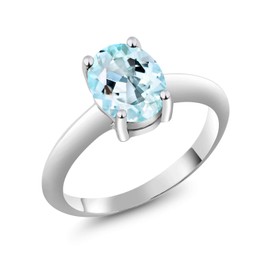 Gem Stone King 925 Sterling Silver 9X7MM Oval Gemstone Birthstone Solitaire Engagement Ring | Wedding Engagement Anniversary Promise Ring For Women | Available In Size 5, 6, 7, 8, 9
