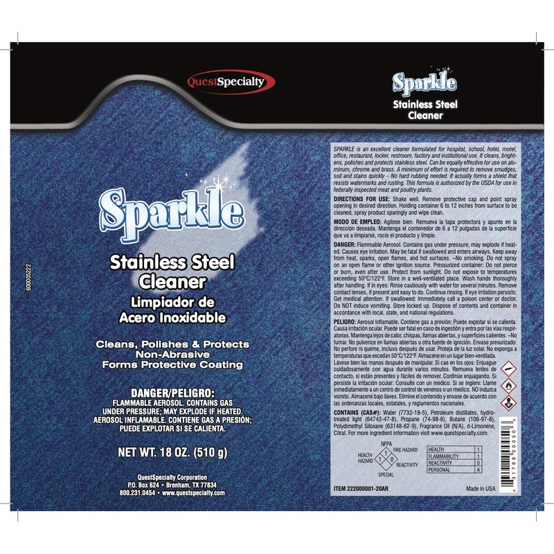 Quest Specialty SPARKLE Stainless Steel Cleaner, 20 oz. can, 1