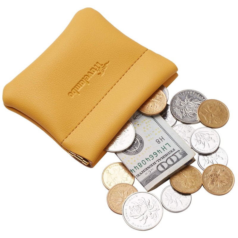 Travelambo Leather Squeeze Coin Purse Pouch Change Holder For Men