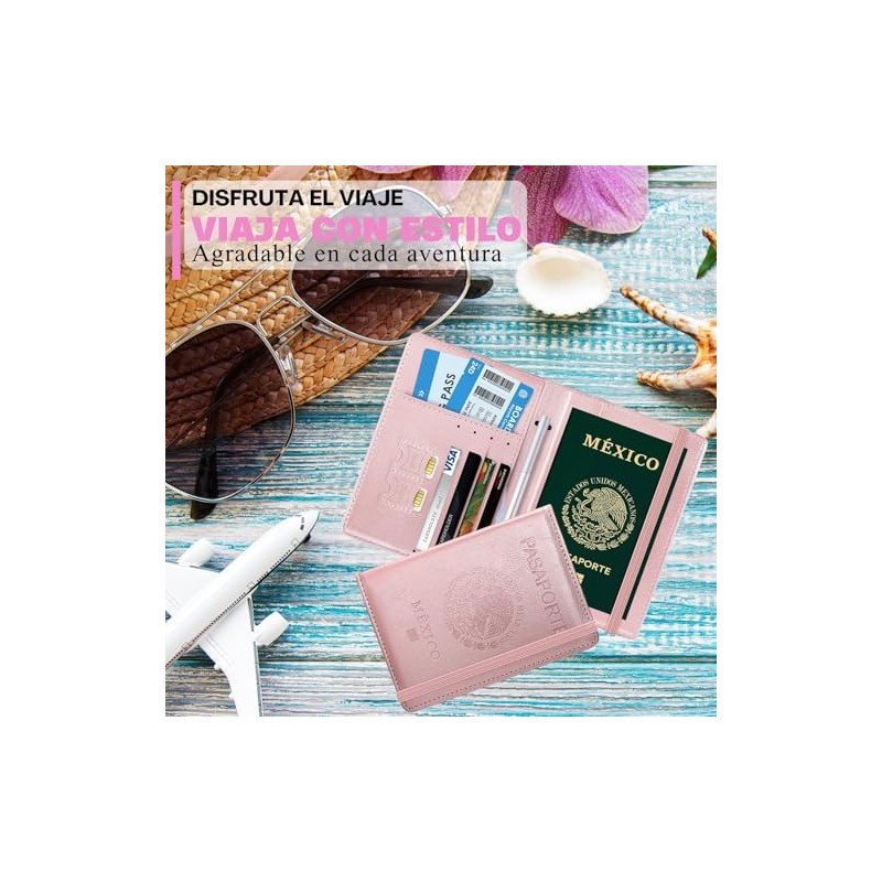 Porta Pasaporte y Visa Mexicano Funda Pasaporte con 10 Compartimientos